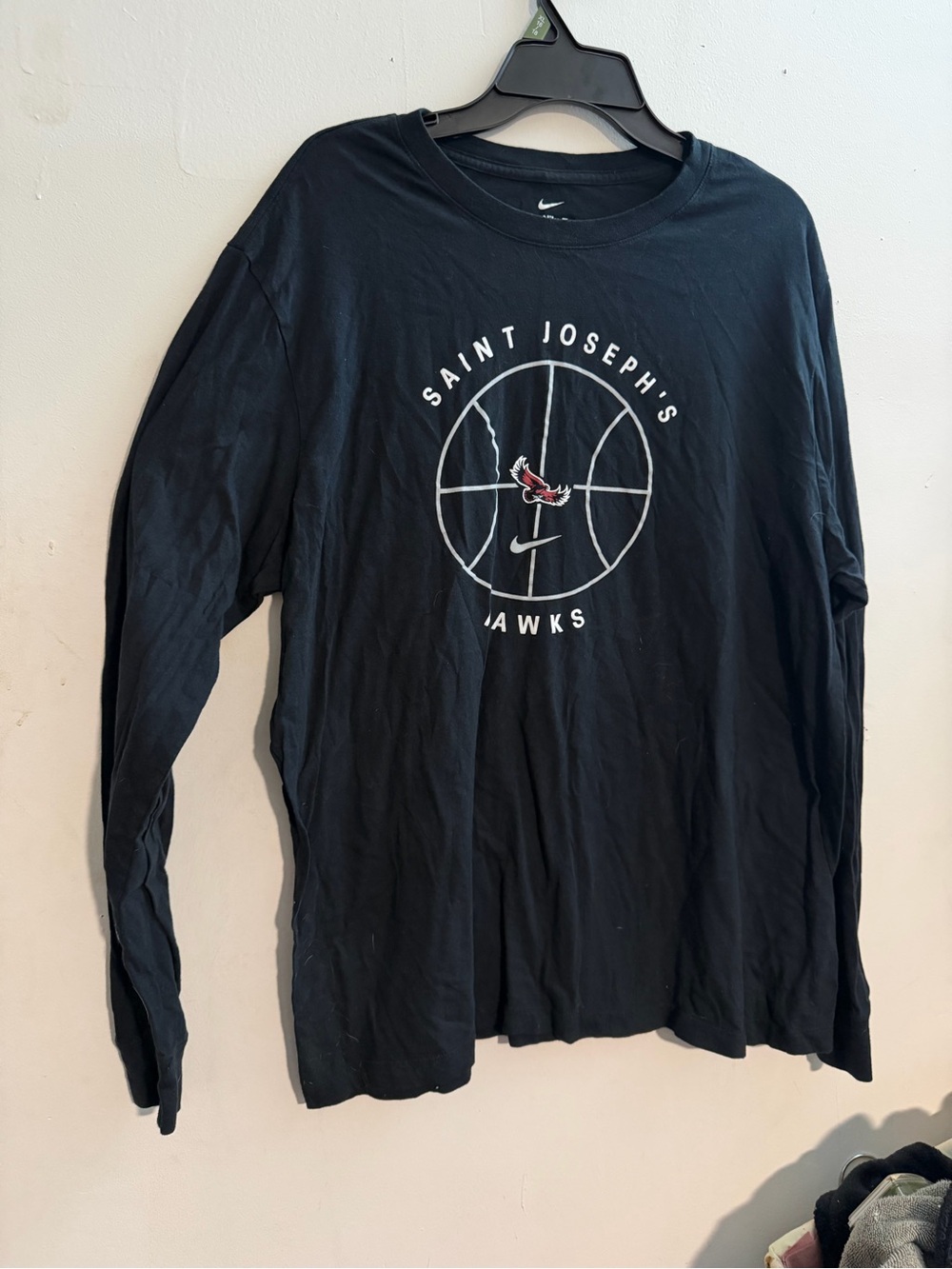 Nike Black Saint Joseph's Hawks Long Sleeve Tee with Team Logo, XL